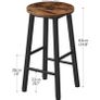 2 x Bar Stools/Kitchen Breakfast Bar, Industrial 63 cm Height Stools for Dining Room, Kitchen, Solid and Stable, Rustic Brown and Black - BRAND NEW Image 8