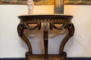 20th Century Giltwood Demilune Console Table with Shaped Marble Top