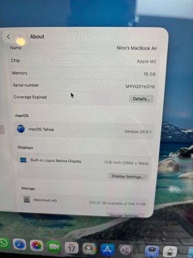 MacBook Air 13 inch 16g 256g M2