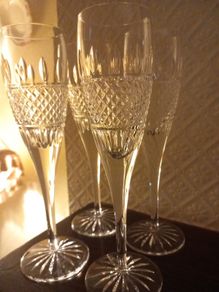 Waterford Crystal Irish  Lace Flute Glasses X 4