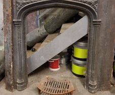 Antique Cast iron fireplaces, brass fire insert