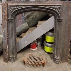 Antique Cast iron fireplaces, brass fire insert