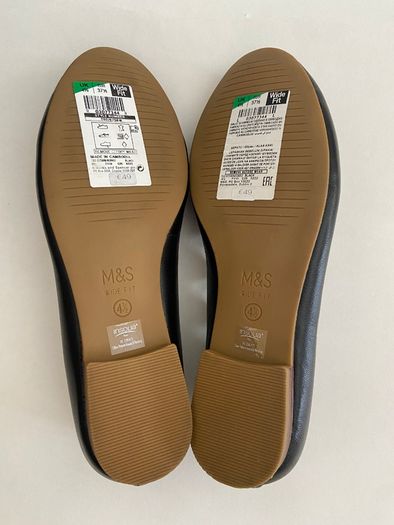 Marks and spencer wide fit leather ballet pumps size  4.5