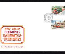 1992 Isle of Man Manx Railways and Tramways Stamp Reprints for 1991 Booklets Definitive Stamps First Day Cover (FDC)