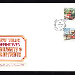 1992 Isle of Man Manx Railways and Tramways Stamp Reprints for 1991 Booklets Definitive Stamps First Day Cover (FDC)