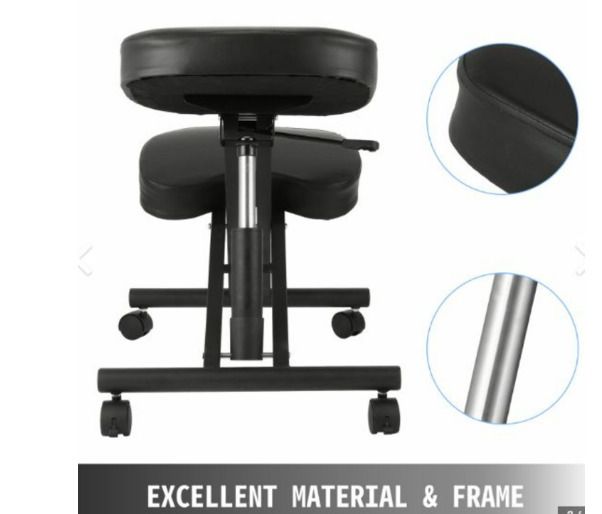 Ergonomic Kneeling Chair Adjustable Stool Beautify Hips Durable Black Mobile