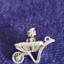 Vintage Silver Pixie In Wheelbarrow Pendant or Charm,NUVO. Image 5