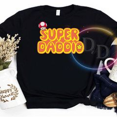 Super daddio mario funny fathers day  t shirt