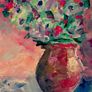 Floral themed 12 x 12 inch acrylic paintings on canvas panel, varnished. Original art by seller. Image 2