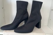 Black Elegant Ankle Boots Sz 6 / Eu 39 Satin Pull On Boots.  Jet Black.  Excellent Condition.