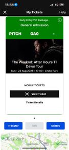 1 Ticket for The weeknd VIP Standing Croke Park (Sunday)