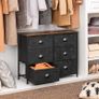 _Fabric Dresser, Large 6 Drawer Console, Clothes Storage Cabinet, Industrial Style, Metal Frame, Wood Surface, for Bedroom, Hallway, Rustic Brown and Black Image 4