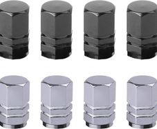 NEW SALE | 8 Pcs Aluminum Tire Valve Stem Caps Metal Car Dust Caps for Car Tyres Universal Tyre Valve Caps Car Caps with Gasket for Motorbike, Trucks, Bike, Electric Scooter, SUV, Baby Buggies