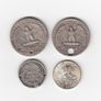 USA  2 x Quarters, 1899 Barber, and 1964 dime 90% silver coins  Note : some holed and plugged ( no. 276) Image 2