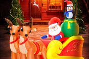 6 FT Christmas Inflatable Decoration Santa Claus on Sleigh with Reindeers and penguin ,LED Lights Holiday Blow Up Yard Decoration,for Xmas Party,Outdoor,Garden,Yard Lawn Winter Decor (FREE POSTAGE)