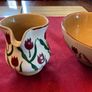 Nicholas Mosse Red lawn set of two , 4 inch jug and a 6 inch diameter bowl . Both have blemishes but perfect for  display Image 6