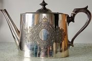 Antique Victorian James Dixon &amp; Sons Silver Pleated Teapot.