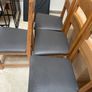 4 x Extremely Solid Genuine Grey Leather Oak Kitchen Dining Chairs - Can Deliver Image 2