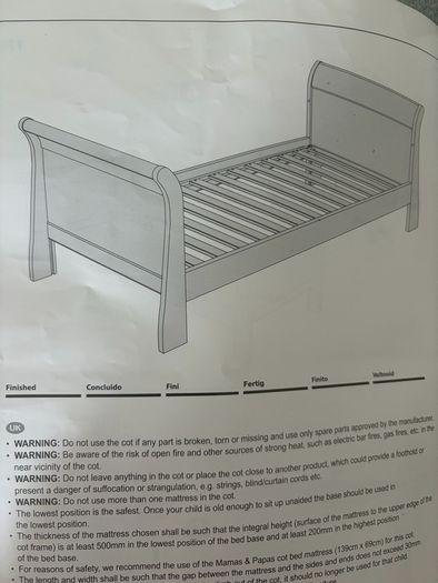 Mamas and Papas Sleigh cot/toddler bed