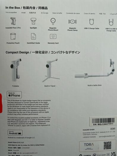 Insta360 Flow 2 Pro ( smartfon gimbal )  + backpack mount