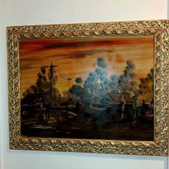Large oil painting on board