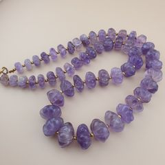 Vintage Beautiful Melon Shape Purple Ameythst beads Necklace 22 inches