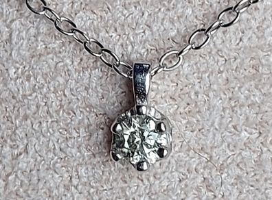 Natural Gray Diamond 0.136ct GWLAB Certified S925 Rhodium-Plated Pendant
