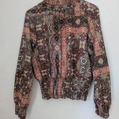 Boho Paisley Print High Neck Blouse