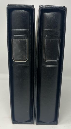 2 X LIndner 13-ring Black padded ring binder made of high quality leatherette material with 15 pages suitable for postcards/ notes/ stock card. Album size 200 x 235 mm.