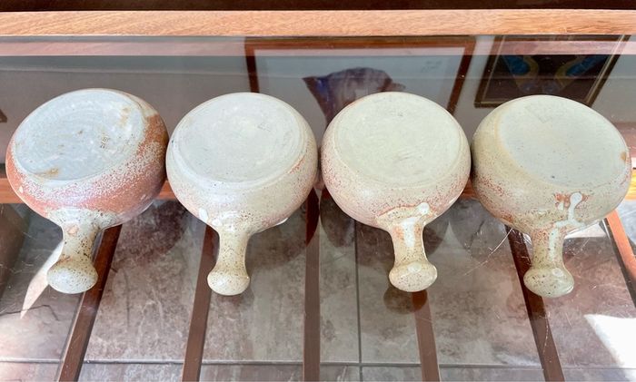 Rare Youghal Irish Studio Pottery Soup Bowls with Handles Japandi
