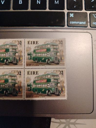 Block of 4 1993 Irish Bus stamp 32p Mint condition