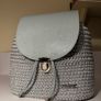 Handmade Grey Backpack  Polyester Cord  Faux Leather Image 5