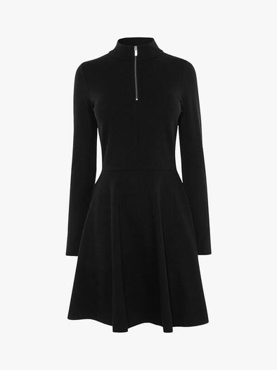 Karen Millen High Neck Zip Black Jersey Dress