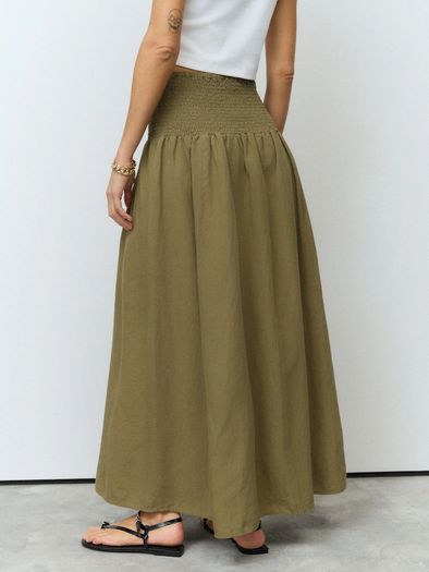 Brand New with tags Next UK20 Boho Khaki Green Drop Waist Maxi Skirt