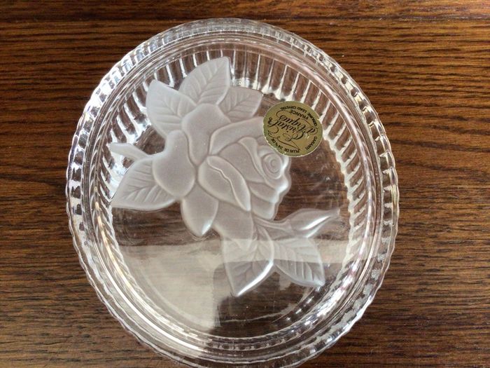 Vintage French lead crystal lidded trinket dish