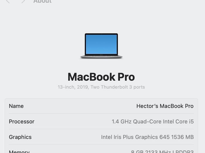 Macbook Pro 2019 13" inches