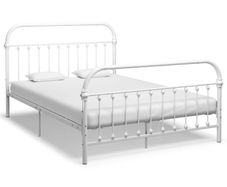 Bed Frame White Metal 140x200 cm