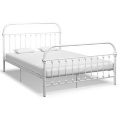 Bed Frame White Metal 140x200 cm