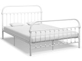 Bed Frame White Metal 160x200 cm