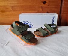 Birkingstock kids palu logo b.s desert soil Size 8.5 eu 28 moss green/orange brand new boxed