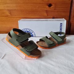Birkingstock kids palu logo b.s desert soil Size 8.5 eu 28 moss green/orange brand new boxed