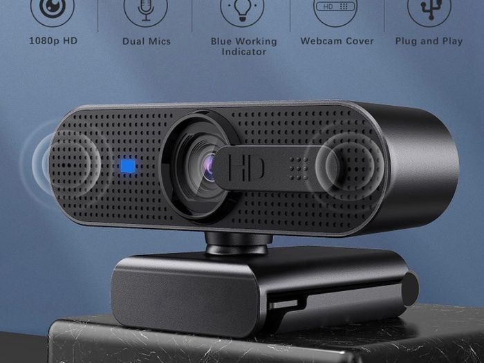 1080P HD Autofocus Webcam, Dual-Mic and Privacy Cover for Mac/Computer/Laptop/Xbox One, Live Streaming/Skype/Video Chat/On-line Class/Conference, Black (FREE POSTAGE)
