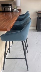 Teal Kitchen Counter Stools x 3 For Sale