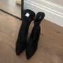 Penneys black suede high heel sock style ankle boots size 5 Image 2