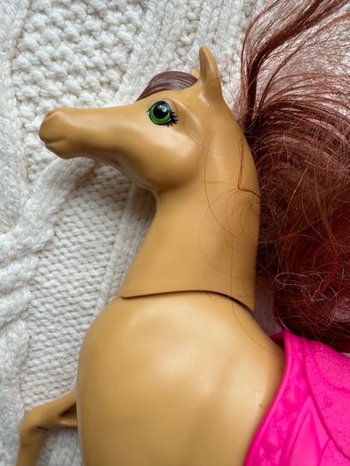 2018 Mattel Barbie Horse from Hugs N Horses Playset Pink Saddle Head Moves Used Please look at the pictures