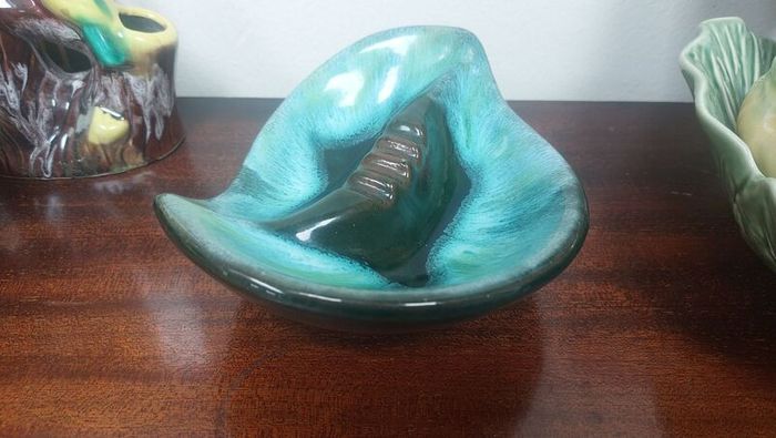 Stunning Vintage Mid Century Modern Ceramic Ashtray in the Most Amazing Turquoise Green and Brown Glaze, Grand River Pottery, Fergus, Canada- A Tobacciana Collector's Dream Piece!