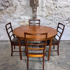 Mid Century Modern Teak Extendable Dining Table and Chairs by McIntosh