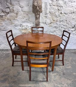 Mid Century Modern Teak Extendable Dining Table and Chairs by McIntosh