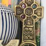 Vintage Brass Celtic Cross Wall Hanging  Irish Religious Decor, High Cross Plaque Image 3