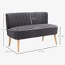 2-Seater Sofa, Soft Padding, Easy-Care Cover, up to 220 kg, 117 x 56.5 x 77 cm, Dark Grey Image 2